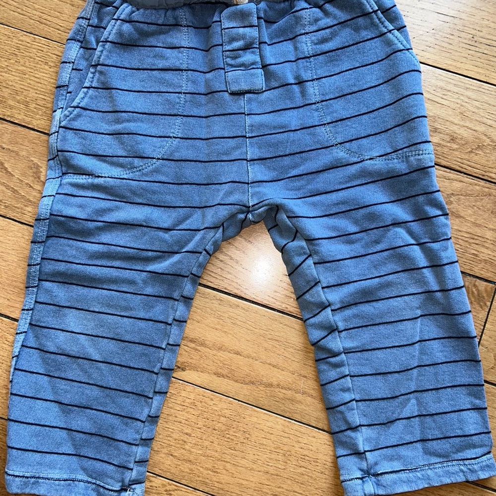 Zara Blue Striped Joggers with Elastic Waistband